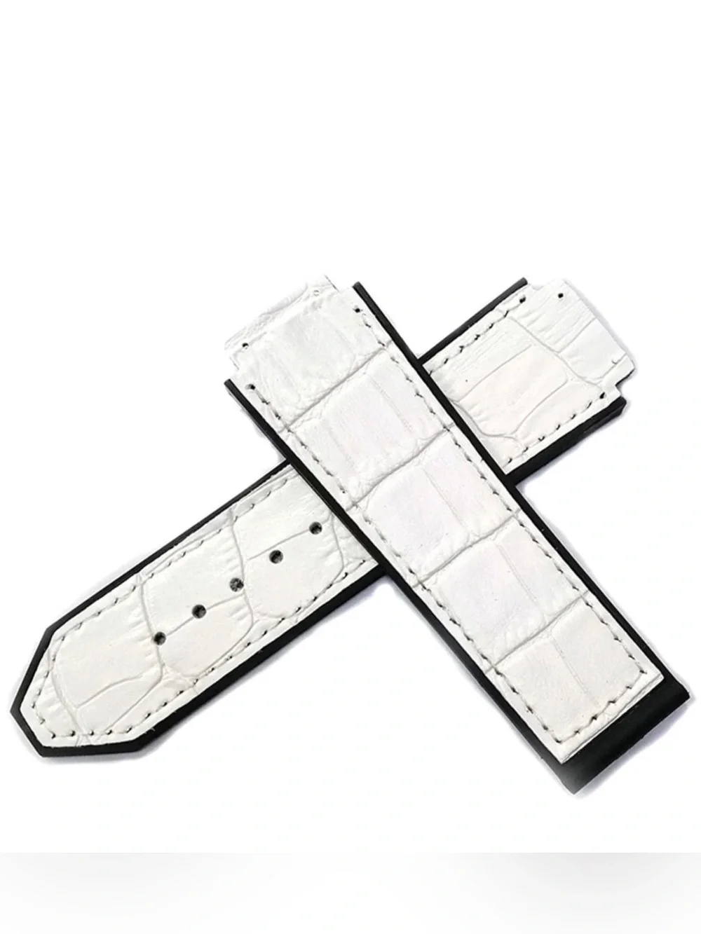 ✅Rubber Alligator  Grain  Leather Watch Band  For HUBLOT Watches SIZE 25MM
